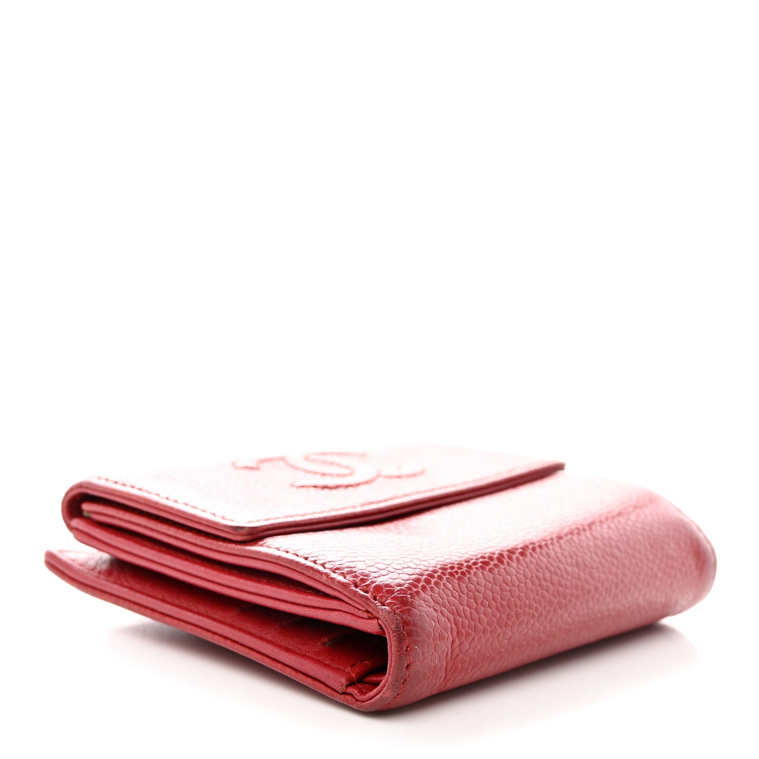 Chanel Caviar Timeless CC Compact Flap Wallet Dark Red 4 of 14