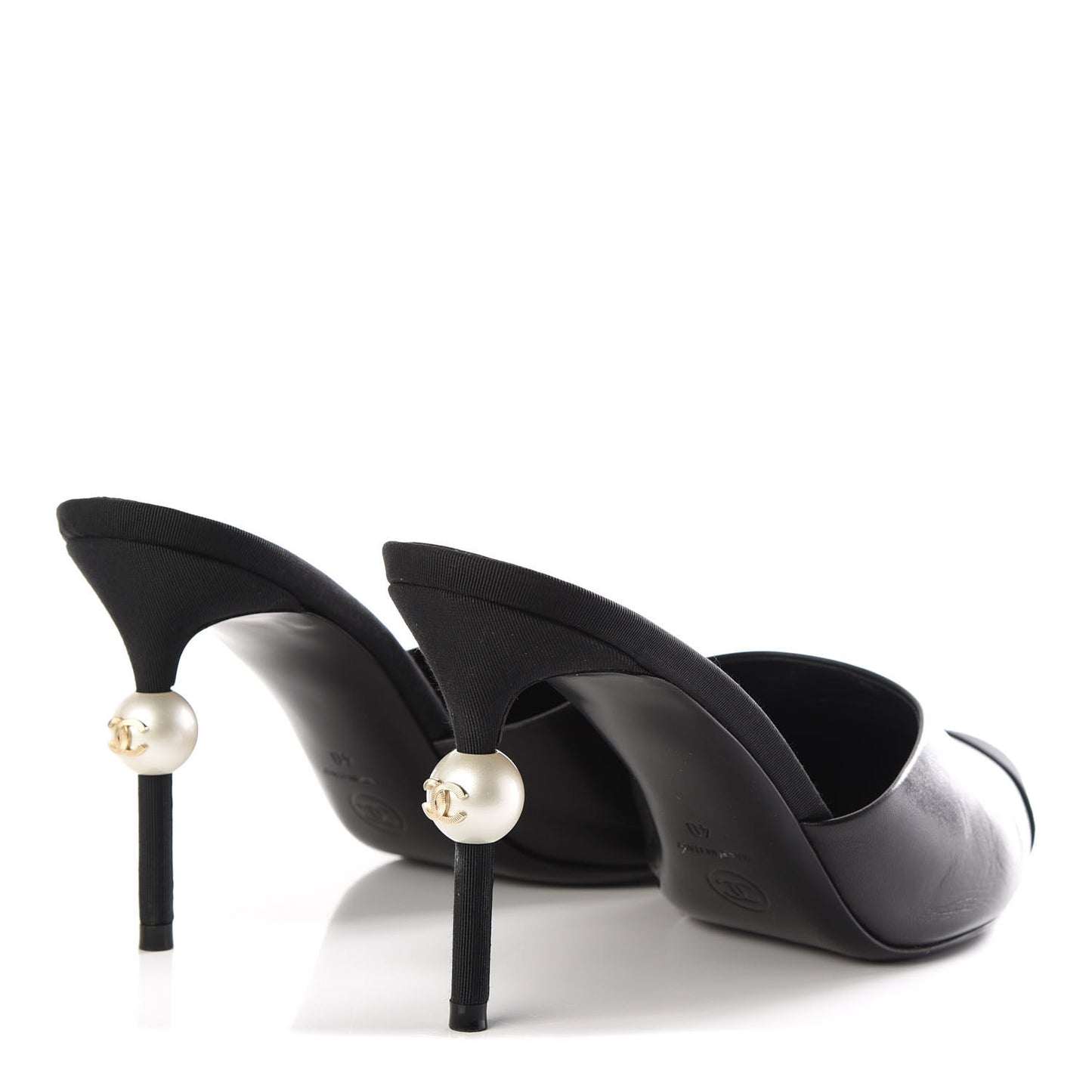 Goatskin Grosgrain Cap Toe Pearl Mule 40 Black