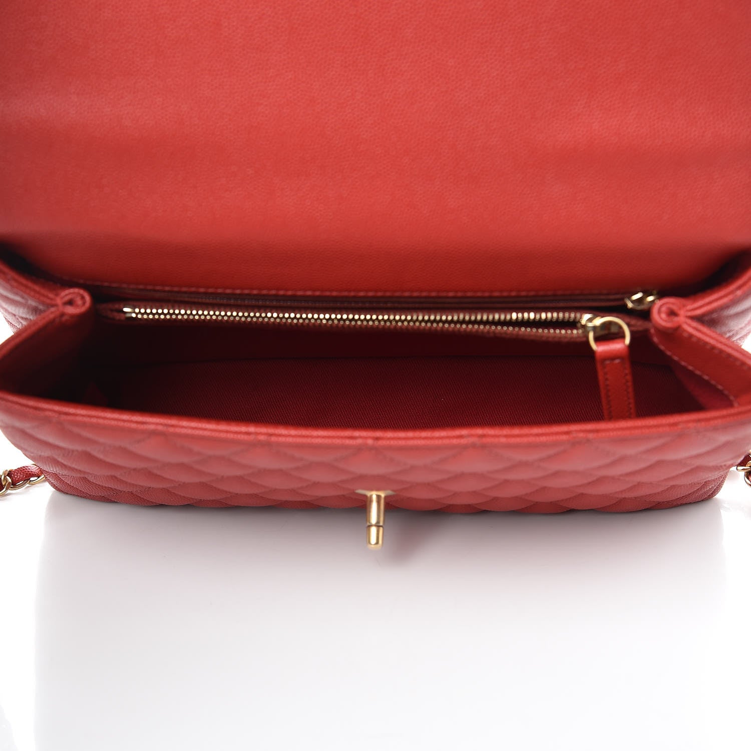 Chanel Caviar Lizard Quilted Small Coco Handle Flap Red 6 of 10