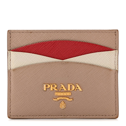 Prada Saffiano Metal Card Case Cammeo Fuoco White 1 of 13