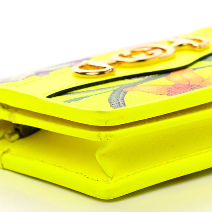 Gucci Calfskin Flora Print Zumi Card Case Yellow Fluo 10 of 11