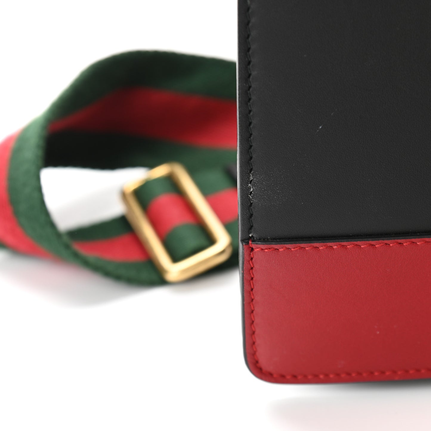 Calfskin Bamboo Web Large Dionysus Top Handle Bag Black Bright Evergreen Hibiscus Red