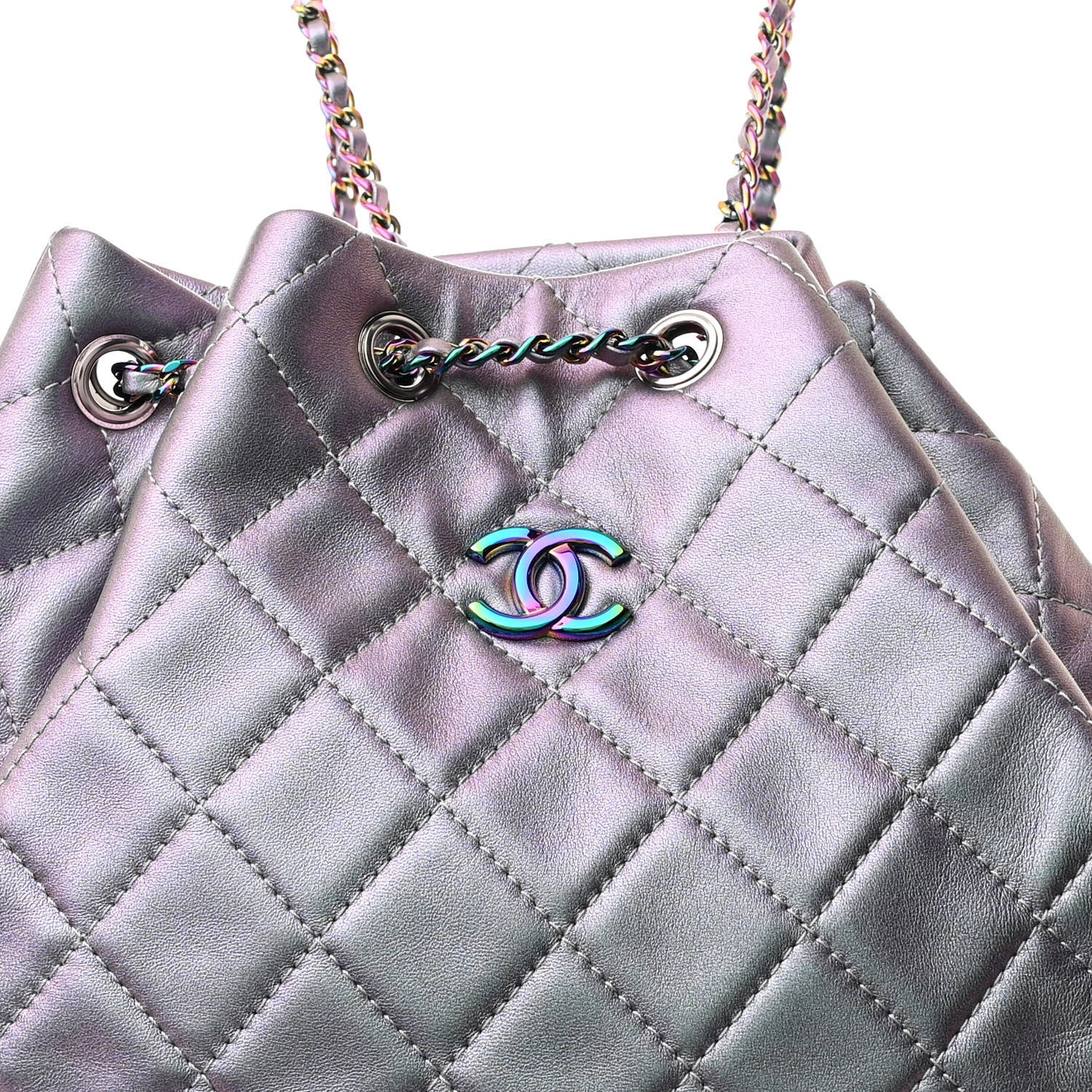 Chanel Iridescent Aged Calfskin Quilted Gabrielle Backpack Light Purple 8 of 10