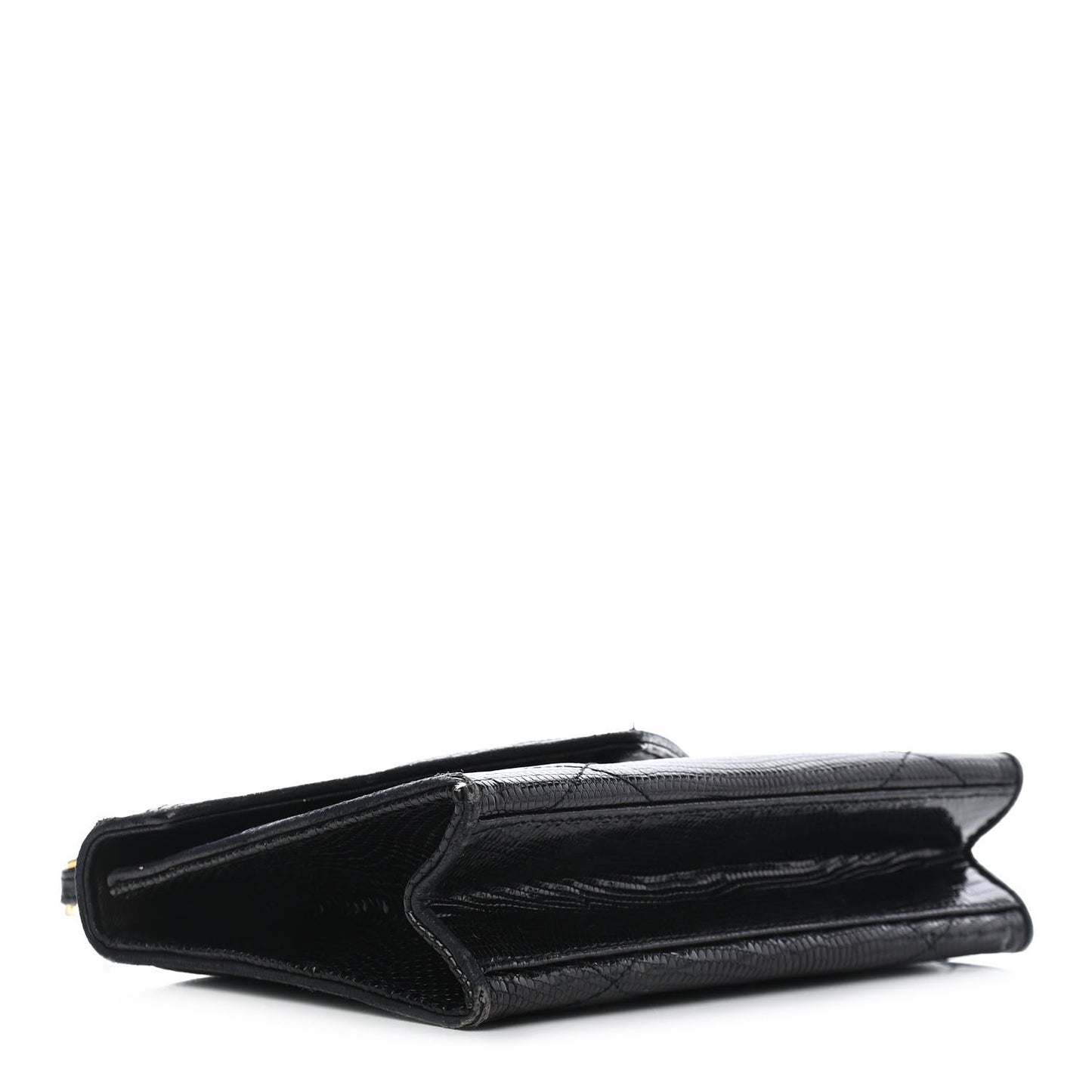 Lizard Quilted CC Single Flap Bag Black