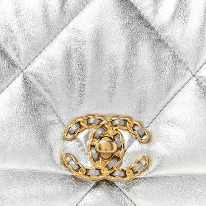 Chanel Metallic Lambskin Quilted Medium 19 Flap Silver 7 of 9