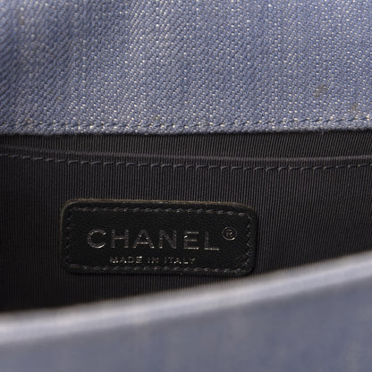 Chanel Denim Chevron Quilted Medium Boy Flap Blue 8 of 15