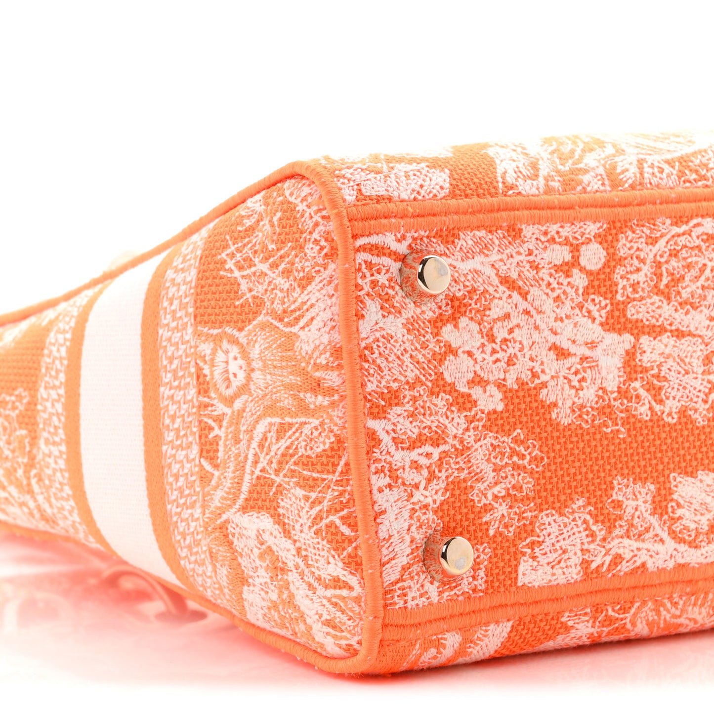 Canvas Toile De Jouy Reverse Embroidered Medium Lady D-Lite Fluorescent Orange