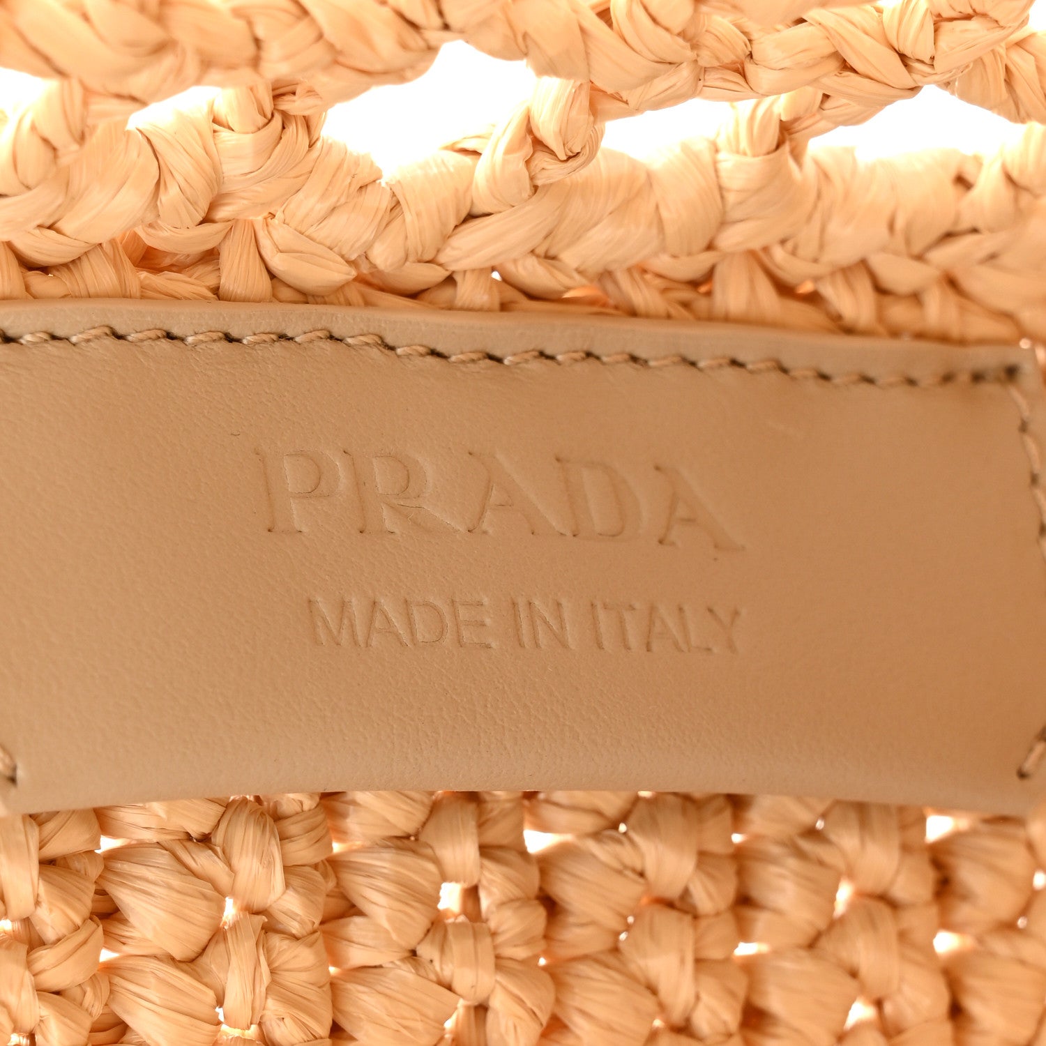 Prada Yarn Raffia Effect Crochet Logo Embroidered Small Tote Bag Naturale 6 of 12