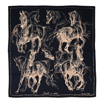 Hermes Cashmere Silk Pirouette au Galop Shawl 140 Marine Naturel Beige 1 of 8