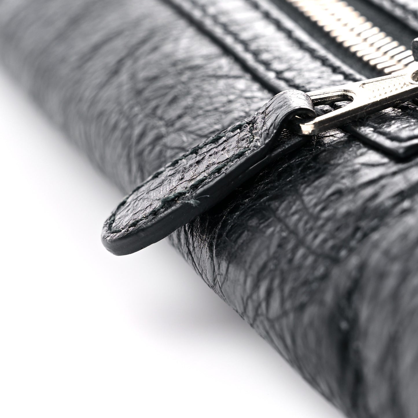 Agneau Giant 12 Silver Hardware Envelope Strap Clutch Black