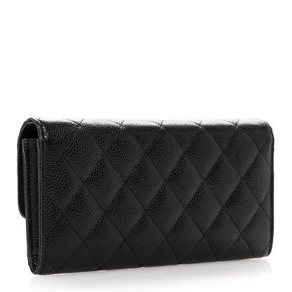 Chanel Caviar Quilted Large Gusset Flap Wallet Black 3 of 14