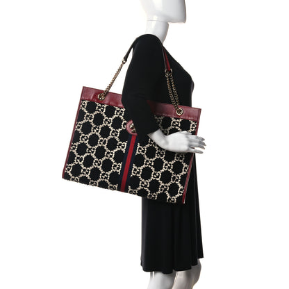 Gucci Tweed GG Monogram Large Rajah Chain Tote Romantic Cherry Black White 2 of 12