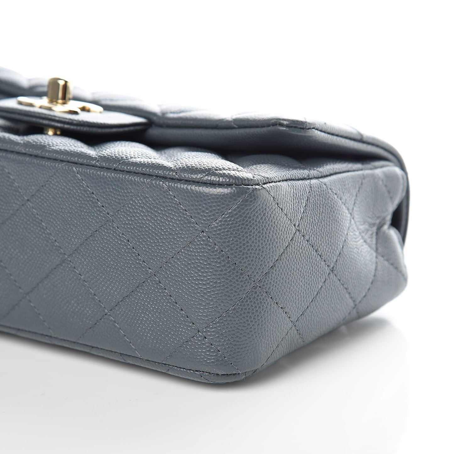 Caviar Quilted Mini Rectangular Flap Dark Grey