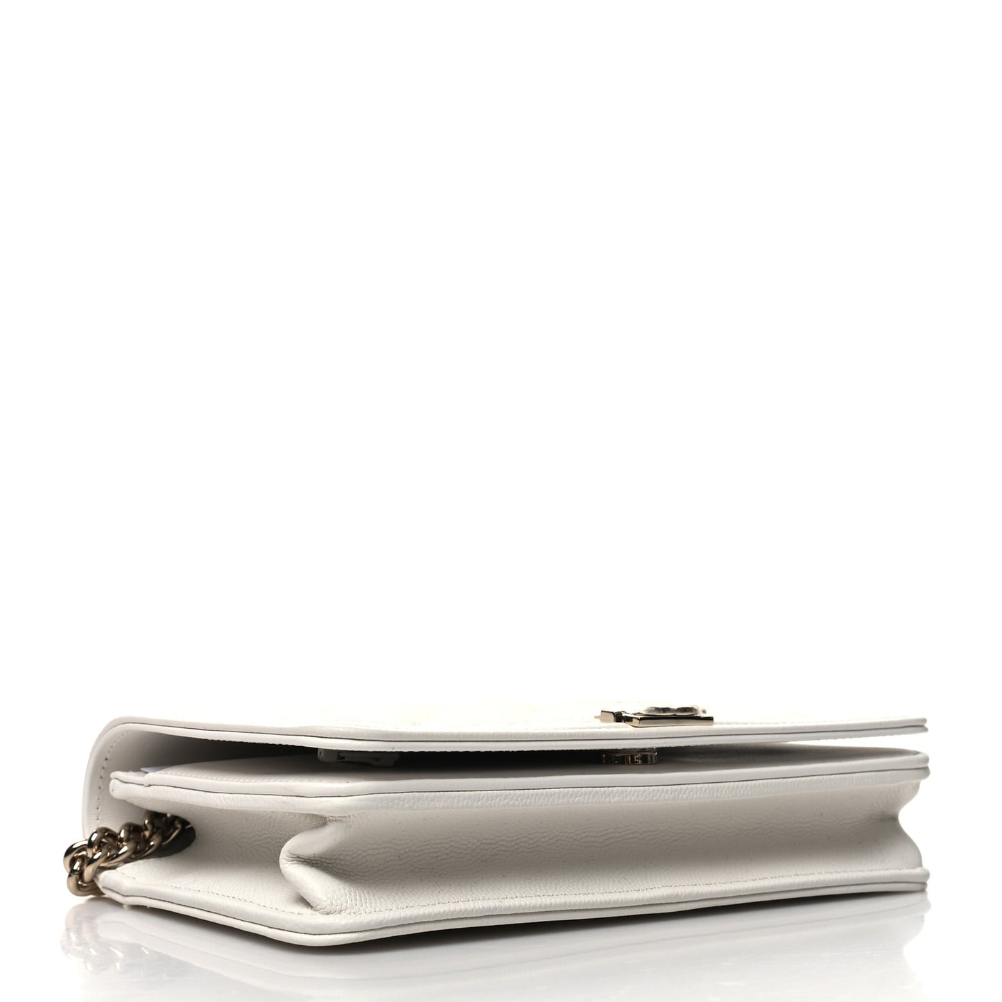 Caviar Quilted Boy Wallet On Chain WOC White