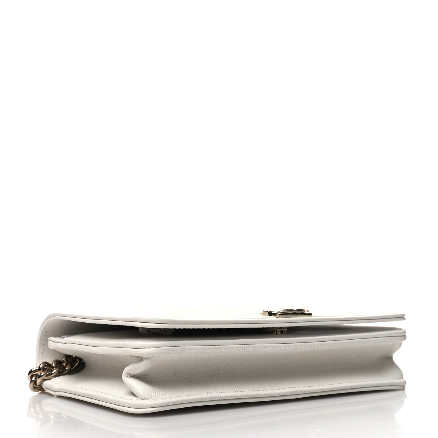 Chanel Caviar Quilted Boy Wallet On Chain WOC White 3 of 15