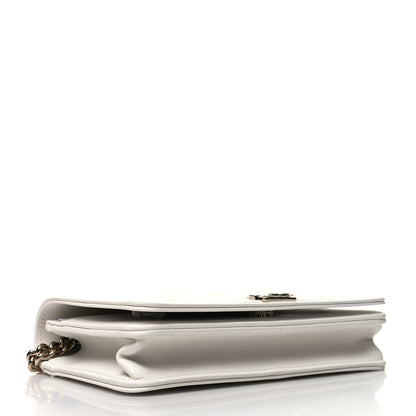 Chanel Caviar Quilted Boy Wallet On Chain WOC White 3 of 15