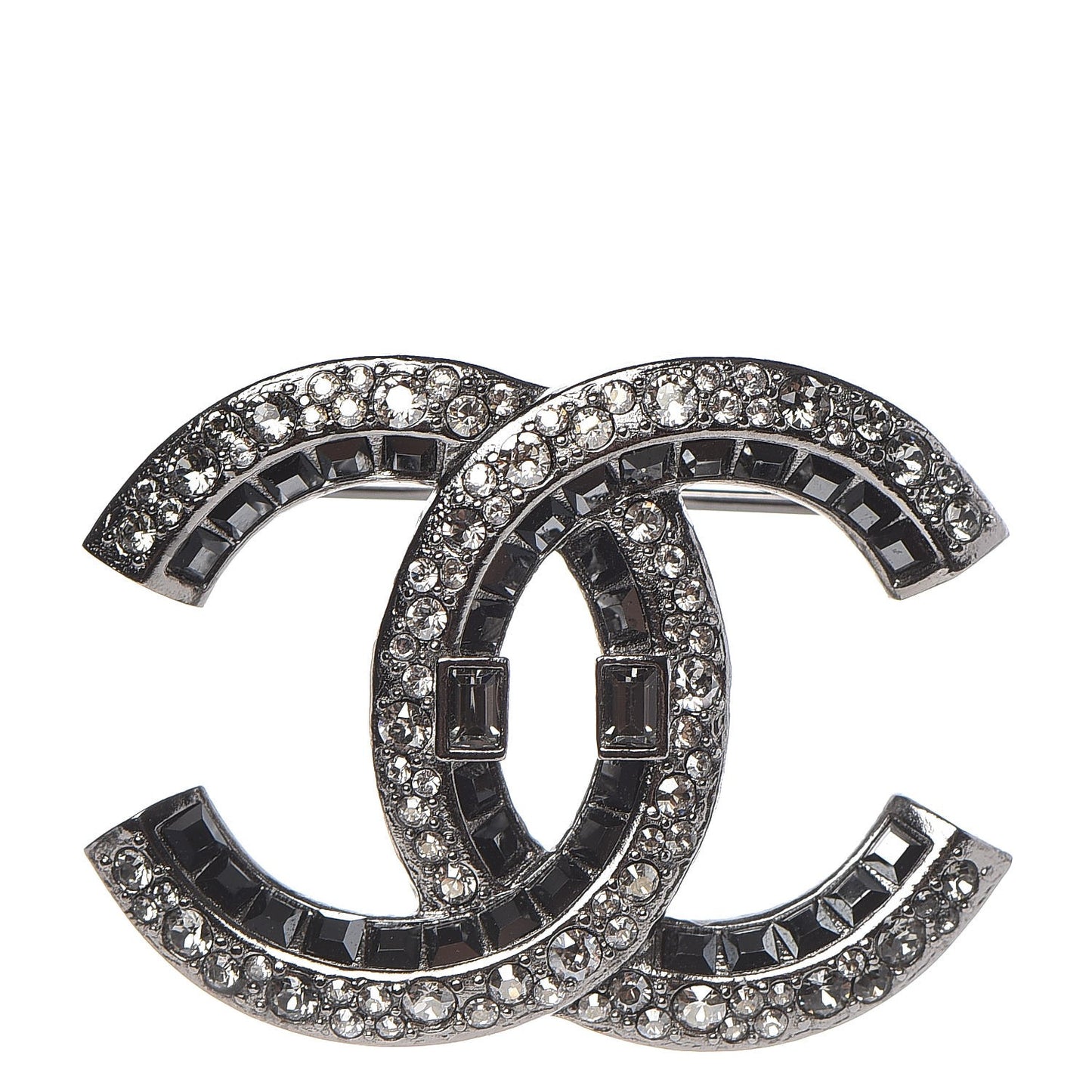 Ruthenium Crystal CC Brooch Dark Grey