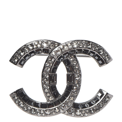 Chanel Ruthenium Crystal CC Brooch Dark Grey 1 of 5