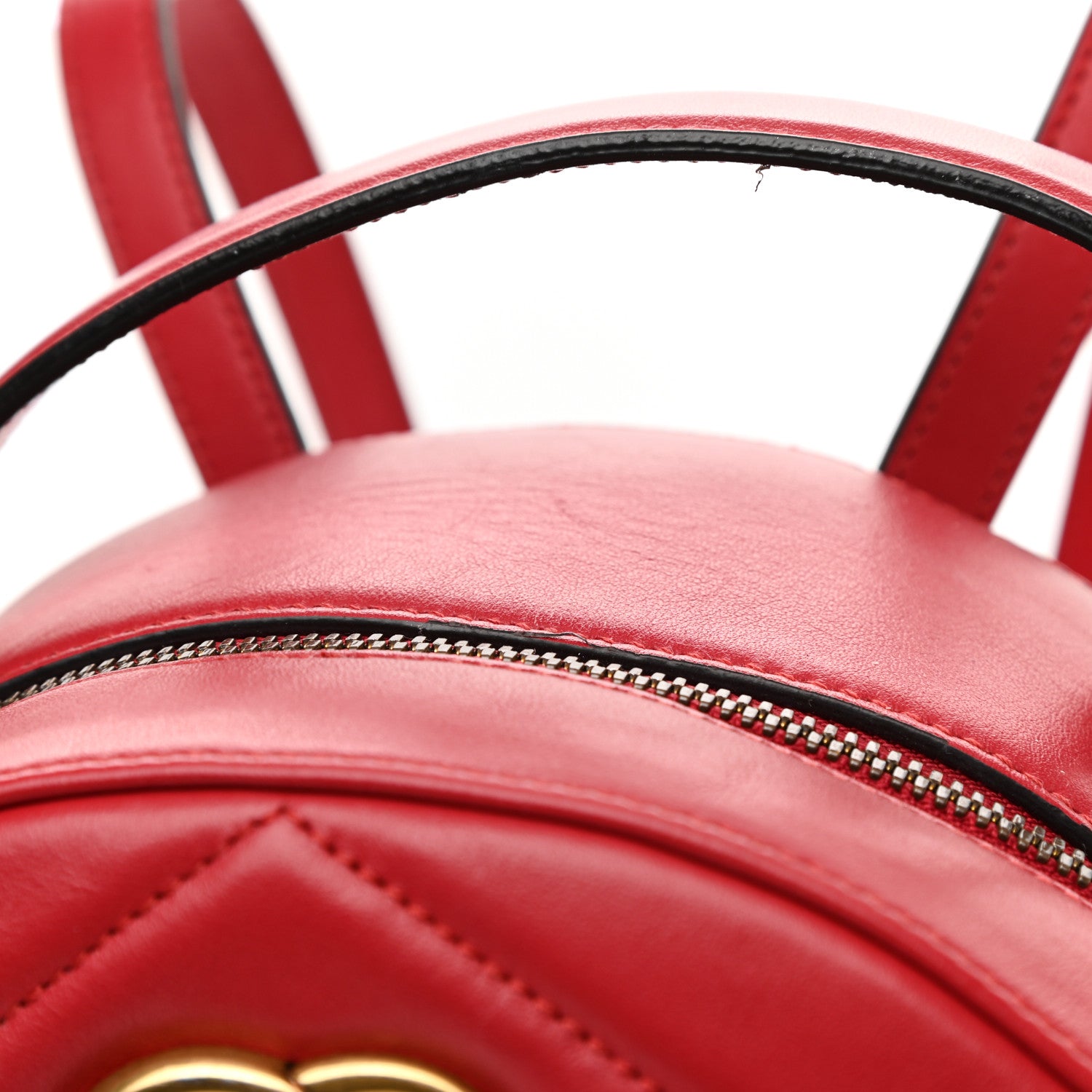 Gucci Calfskin Matelasse GG Marmont Dome Backpack Hibiscus Red 11 of 12