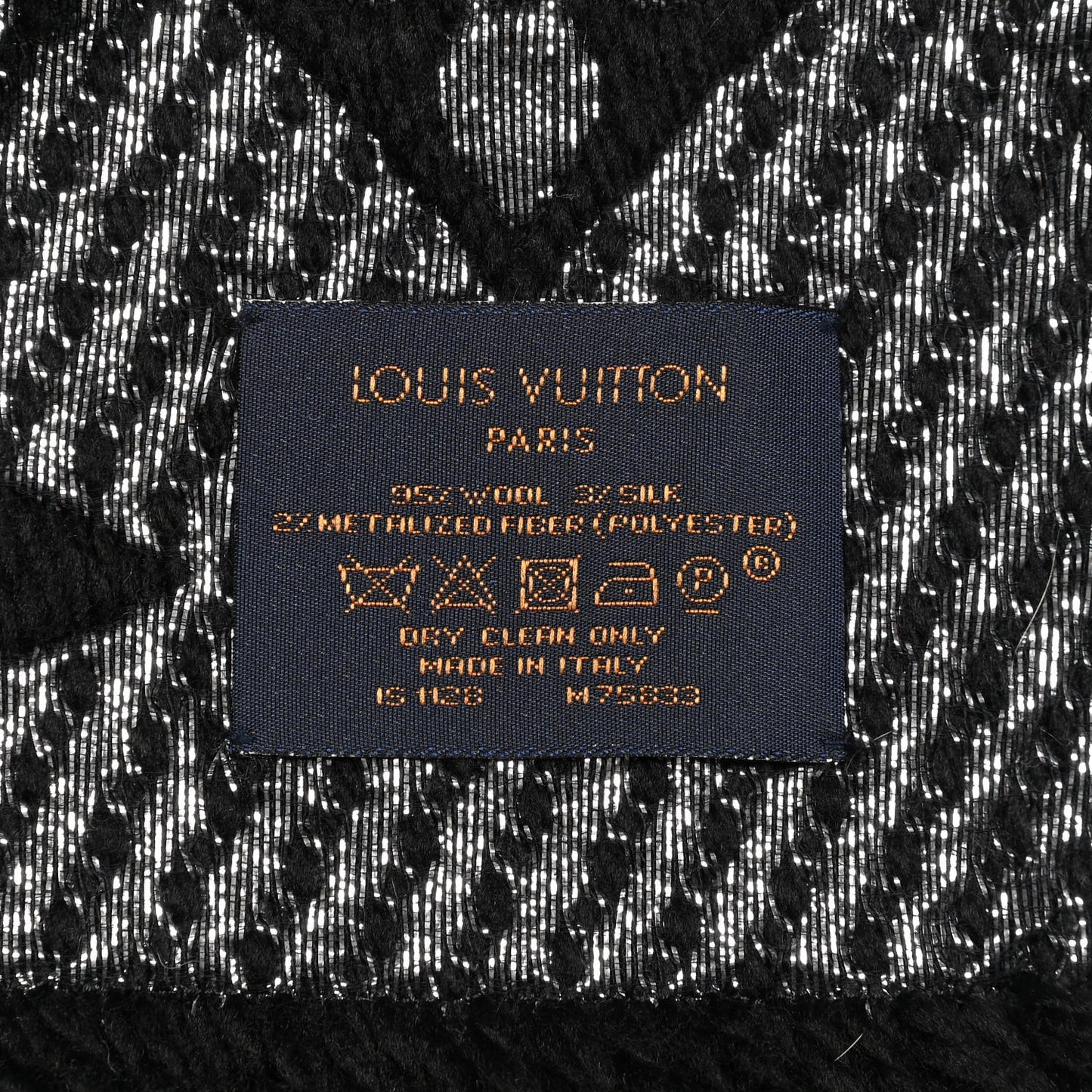 Wool Silk Logomania Shine Scarf Black