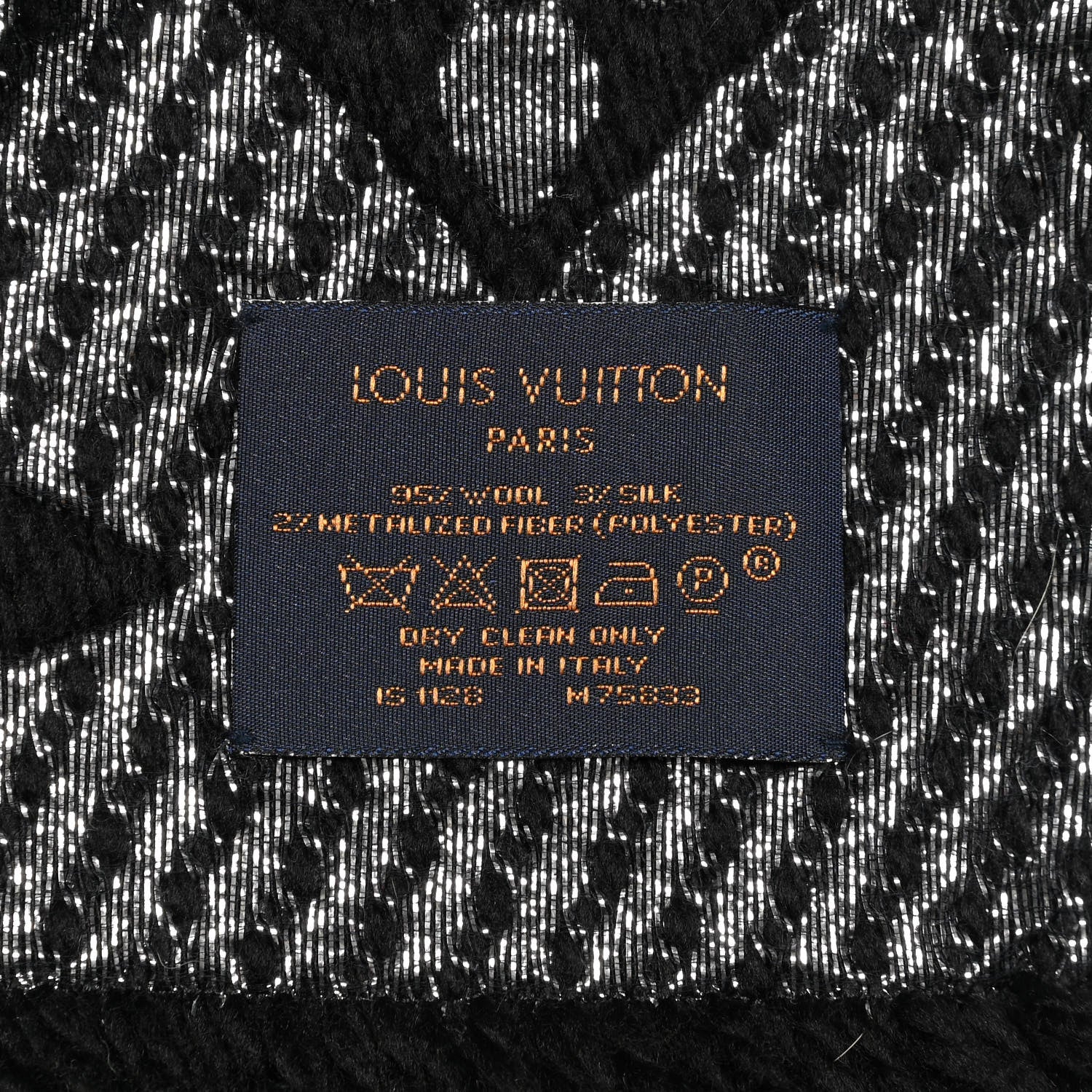 Louis Vuitton Wool Silk Logomania Shine Scarf Black 3 of 3
