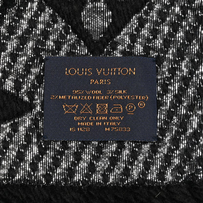 Louis Vuitton Wool Silk Logomania Shine Scarf Black 3 of 3