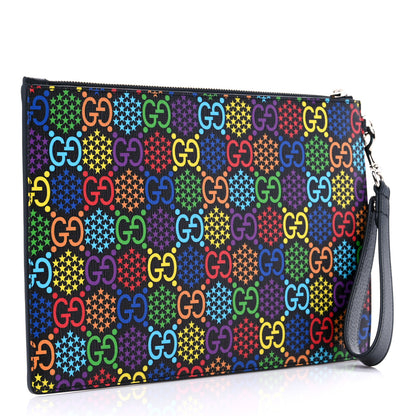 Gucci GG Supreme Monogram Psychedelic Zip Wristlet Pouch Black Multicolor 3 of 9