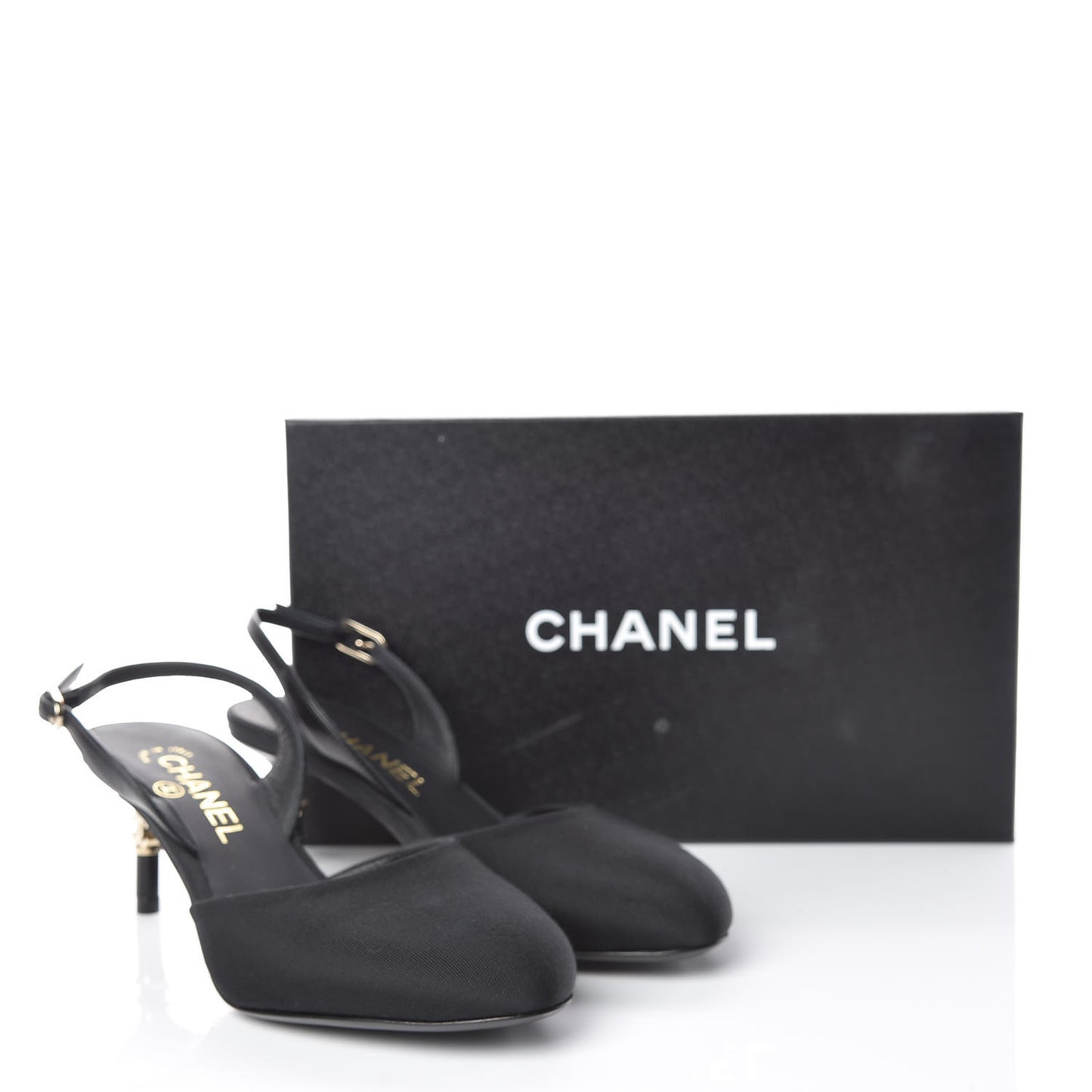 Lambskin Grosgrain CC Slingback Pumps 36.5 Black