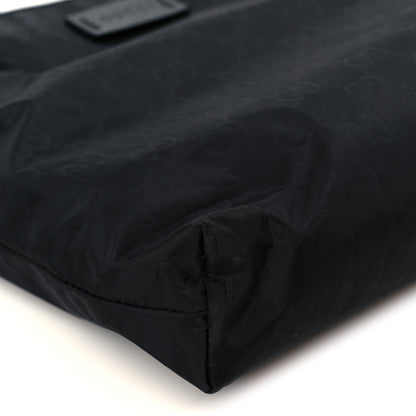 Gucci Nylon Monogram Dollar Calfskin Flat Messenger Bag Black 9 of 11