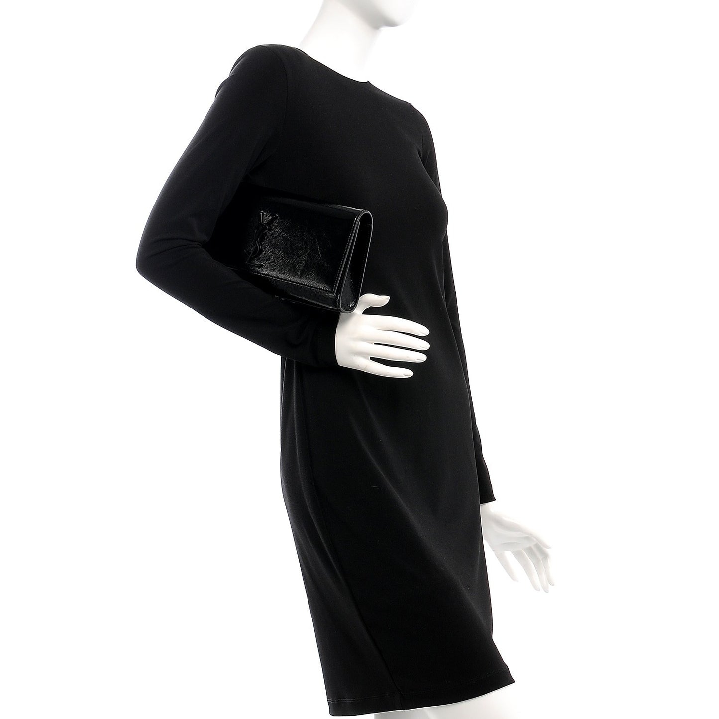 Textured Patent Classic Monogram Clutch Black