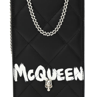 Alexander McQueen Calfskin Quilted Chain Phone Case Black White 8 of 11
