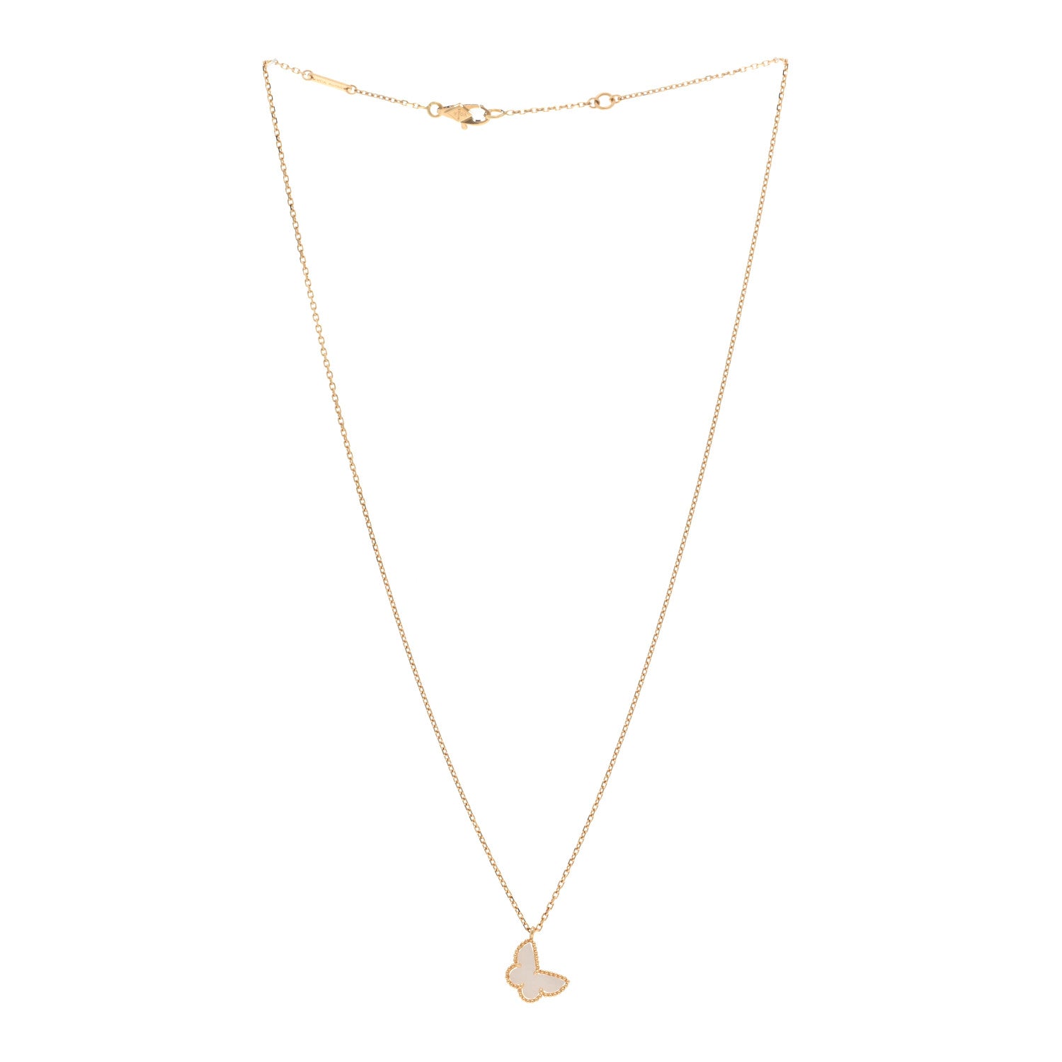 Van Cleef & Arpels VAN CLEEF & ARPELS 18K Yellow Gold Mother of Pearl Sweet Alhambra Butterfly Pendant Necklace 3 of 6
