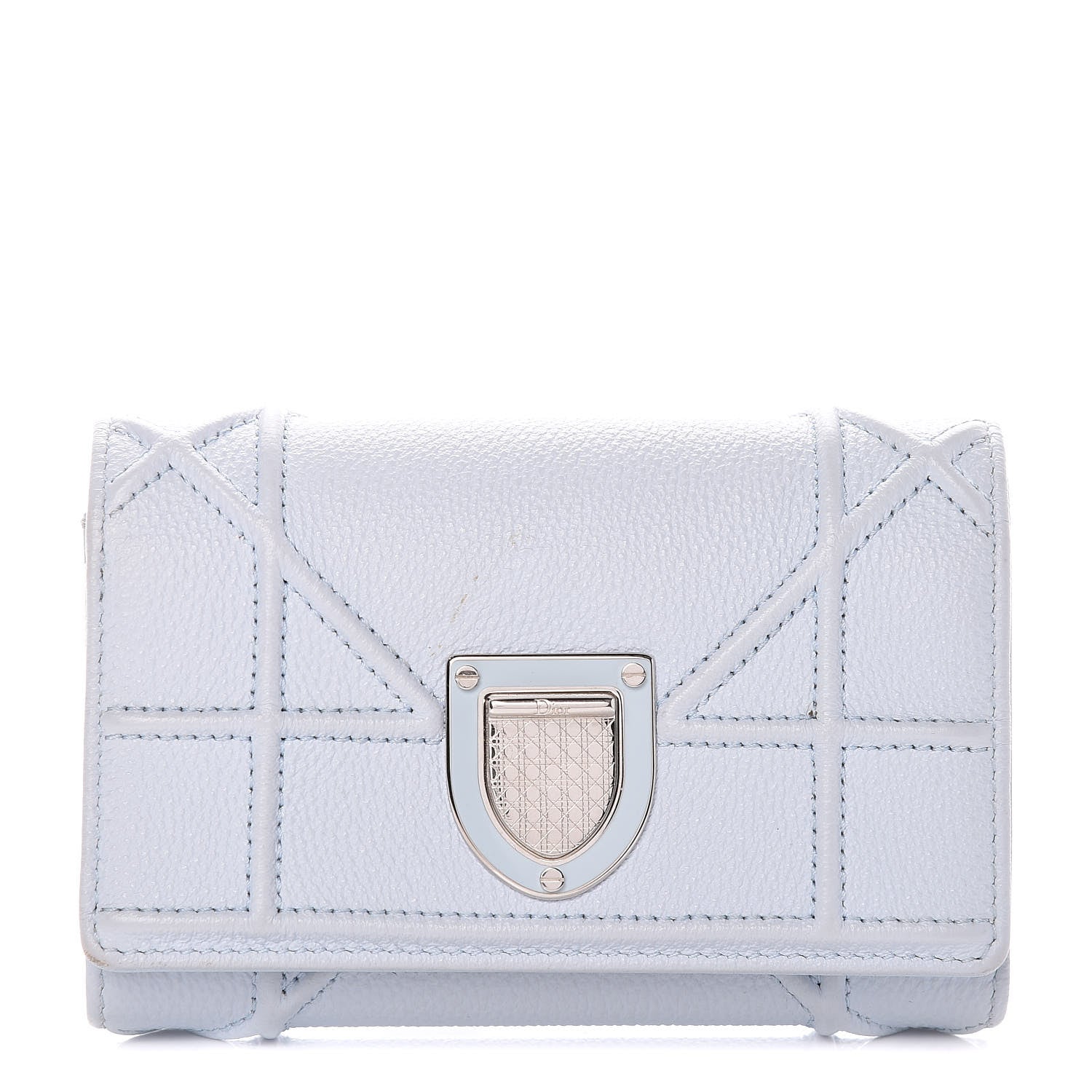 Christian Dior Grained Calfskin Cannage Diorama Elancee Wallet Sky Light 1 of 15