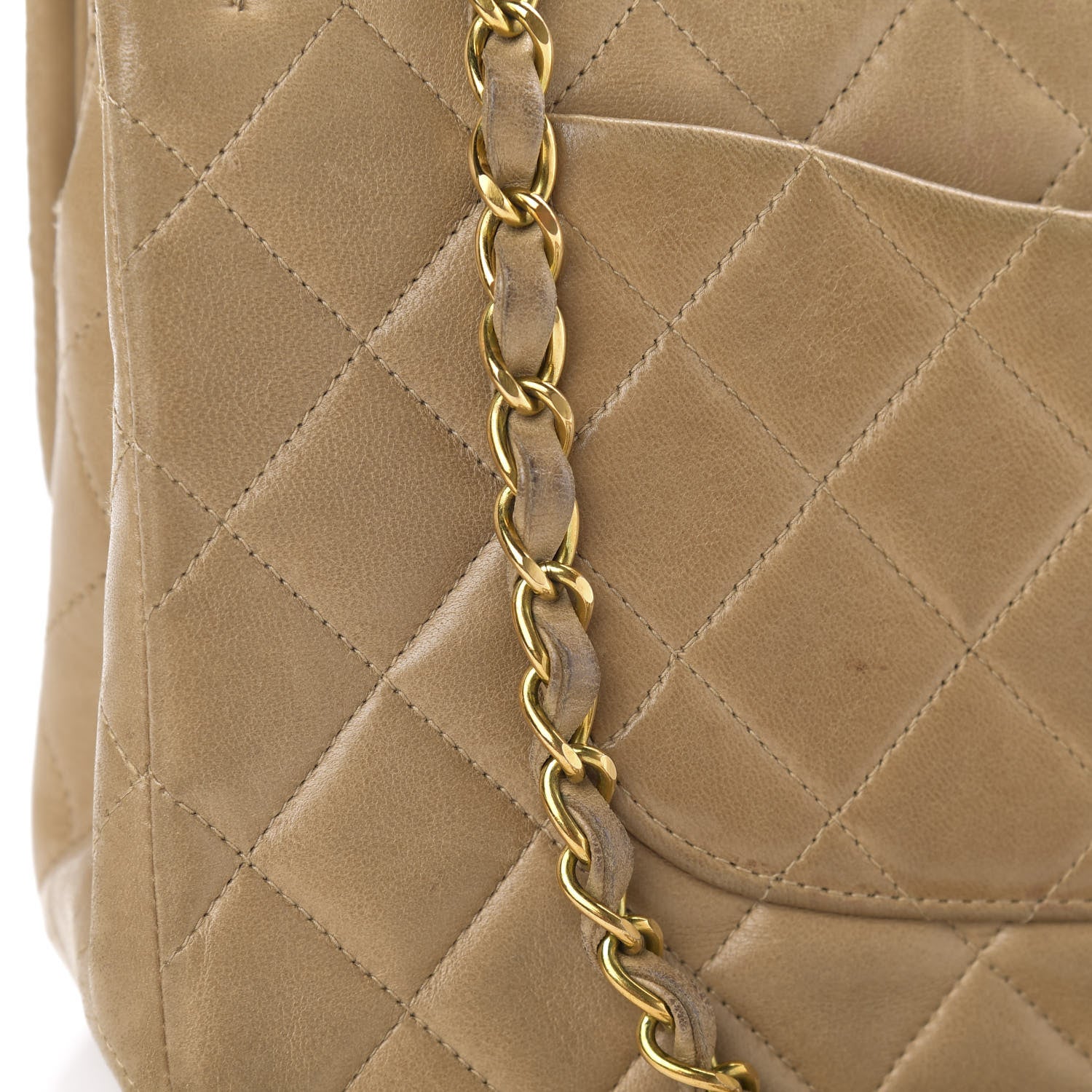Chanel Lambskin Quilted Medium Double Flap Beige 20 of 22