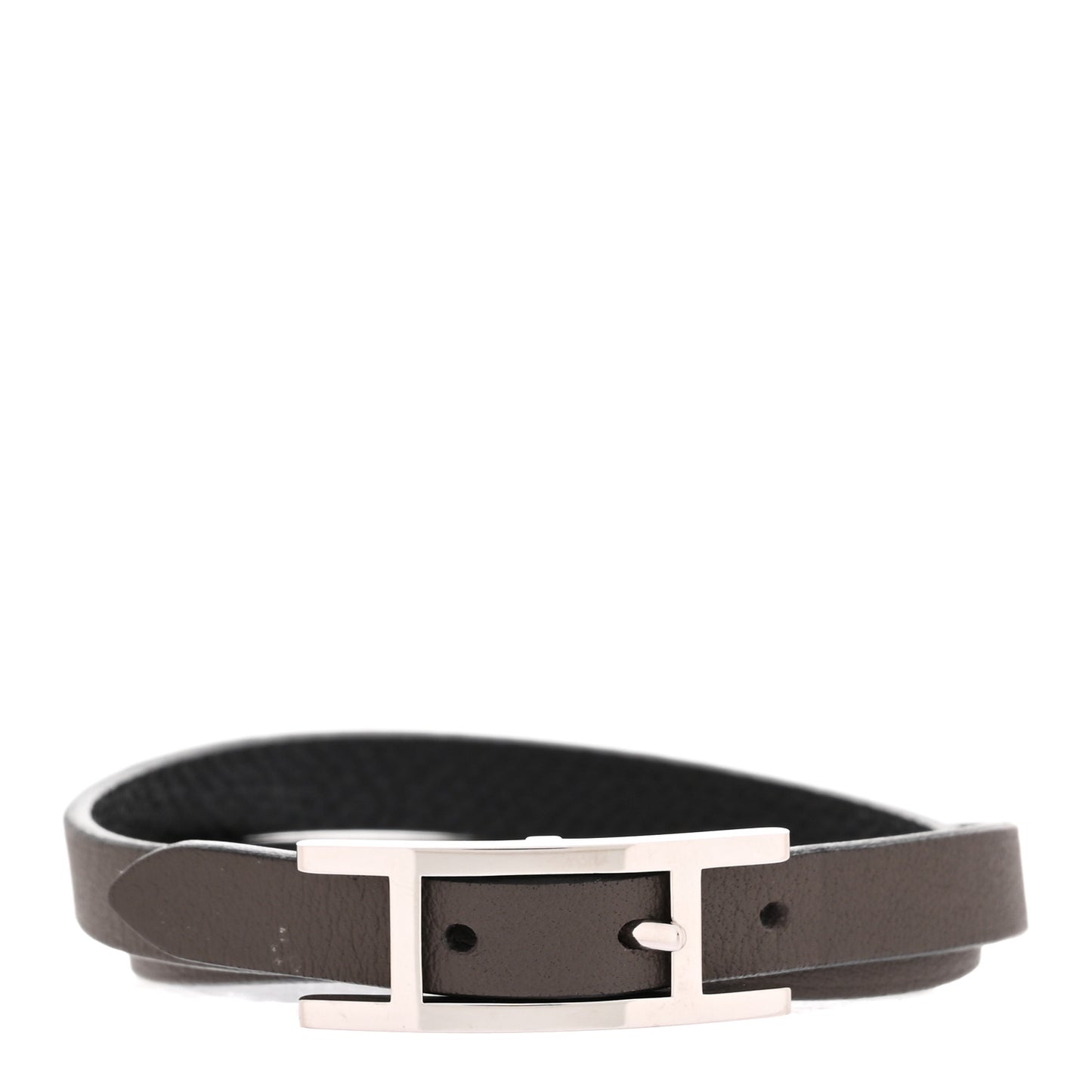 Hermes Chamonix Behapi Double Tour Bracelet Black Etain