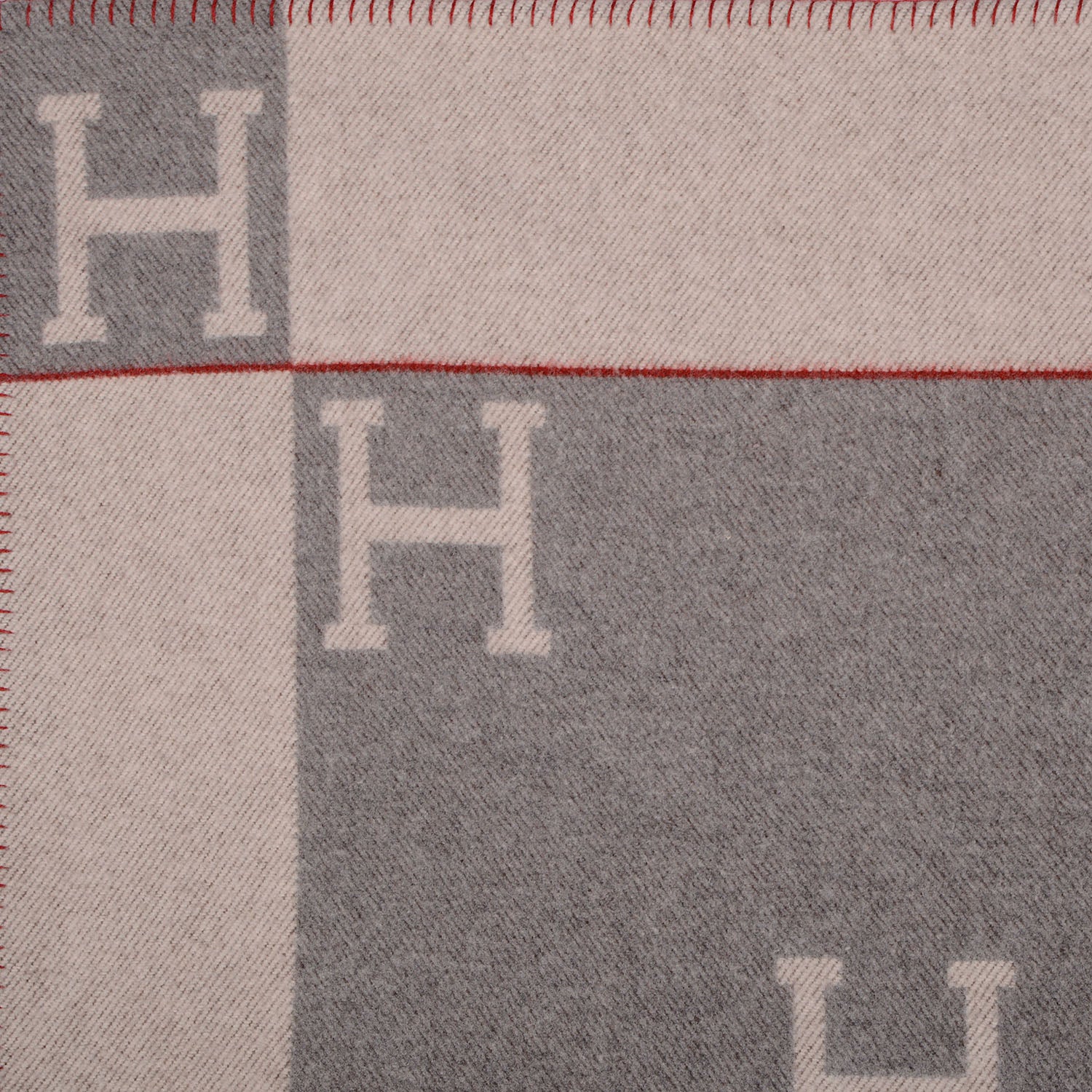 Hermes Wool Cashmere Signature Avalon Blanket Grey 4 of 6