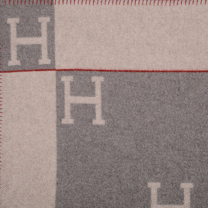 Hermes Wool Cashmere Signature Avalon Blanket Grey 4 of 6