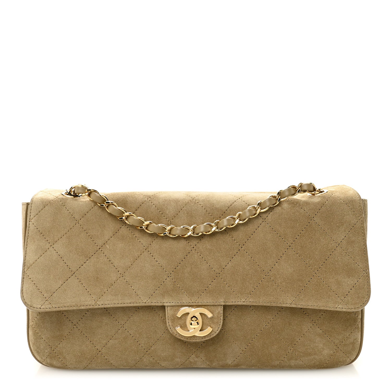 Chanel Suede Calfskin Small Souplissimo Maxi Flap Dark Beige 1 of 21