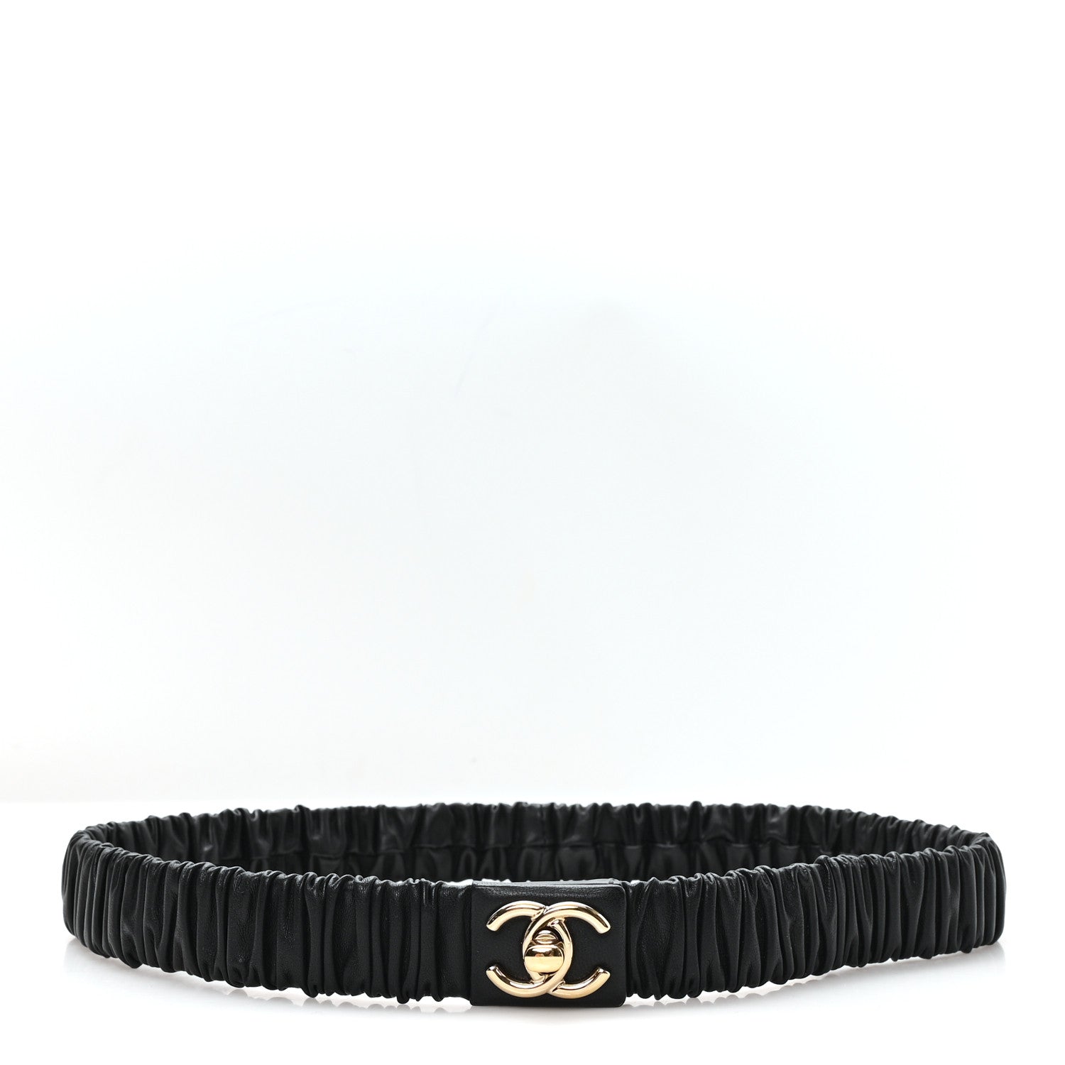Chanel Lambskin Ruched Turn Lock CC Belt 80 32 Black 1 of 4