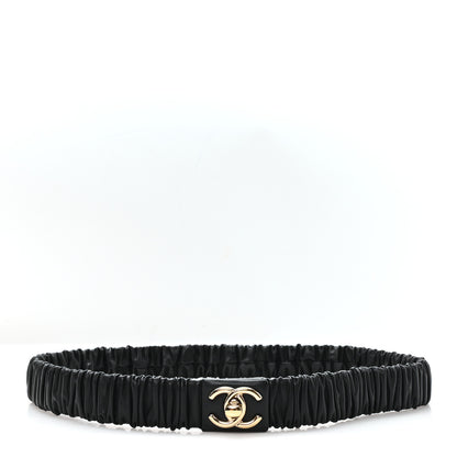 Chanel Lambskin Ruched Turn Lock CC Belt 80 32 Black 1 of 4
