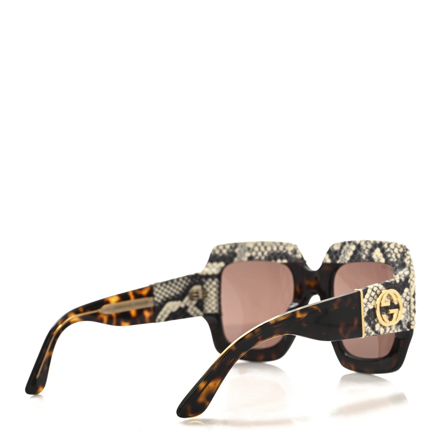 Gucci Snakeskin Acetate Square Sunglasses GG0484S Havana 4 of 9