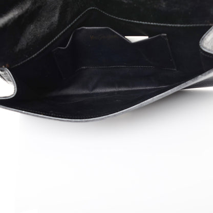 Saint Laurent Textured Patent Monogram Large Belle De Jour Clutch Black 5 of 8