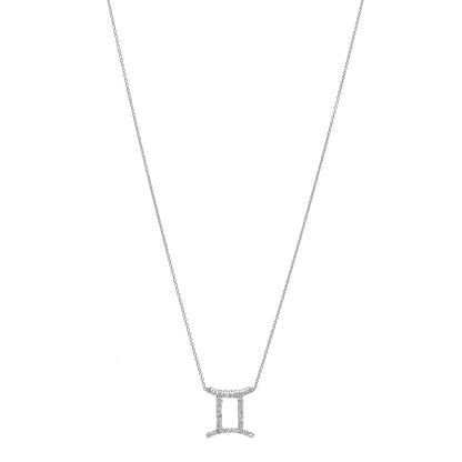 Roberto Coin 18K White Gold Diamond Gemini Zodiac Pendant Necklace 1 of 4