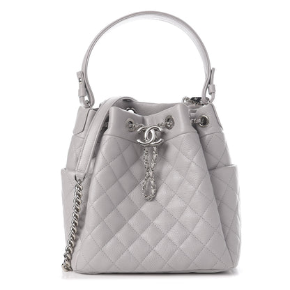 Chanel Caviar Quilted Small Chain Bucket Bag Light Gray 1 of 10