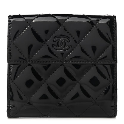 Chanel Patent Quilted Compact French Flap Wallet So Black 1 of 7