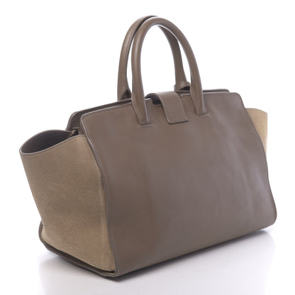 Saint Laurent Calfskin Suede Small Monogram Downtown Cabas Taupe 3 of 21
