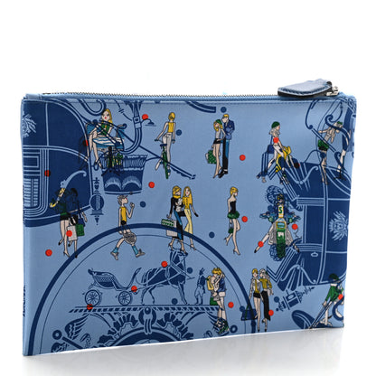 Hermes Silk Ex-Libris Les Parisiennes Silky Pocket Cosmetic Case Deep Bleu Bleuet 3 of 8