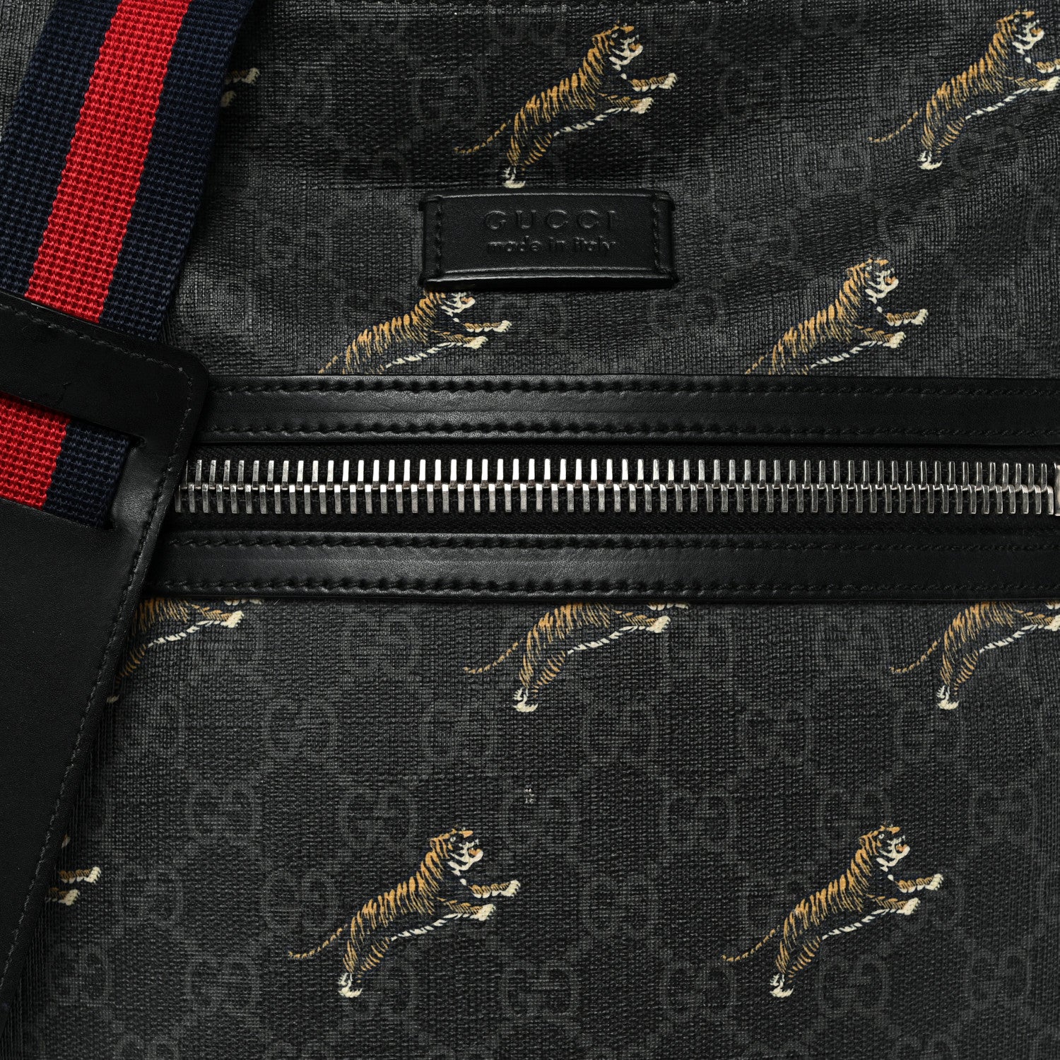 Gucci GG Supreme Monogram Tigers Web Messenger Bag Black Multicolor 8 of 10