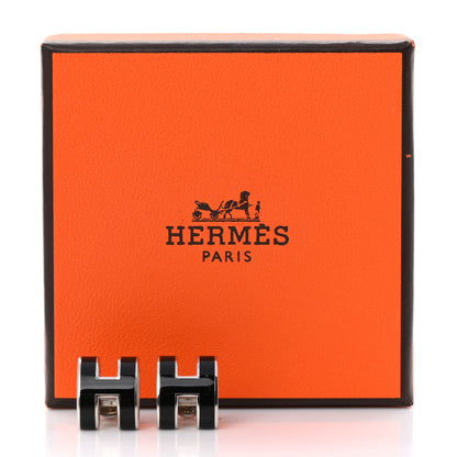 Hermes Palladium Lacquered Pop H Earrings Black 5 of 5