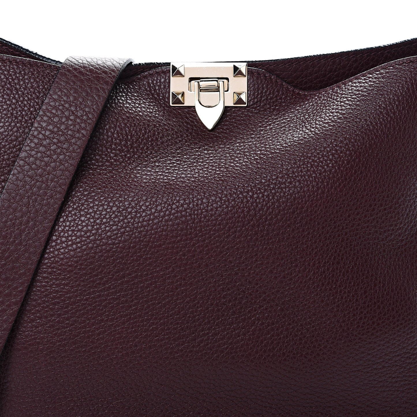 Pebbled Calfskin Large Rockstud Flip-Lock Messenger Bag Vinaccia